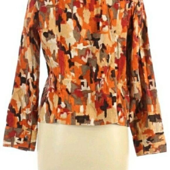 Christopher & Banks Retro 70's Hippie Shirt Shaket Jacket Warm Calico Sz L - Picture 7 of 12